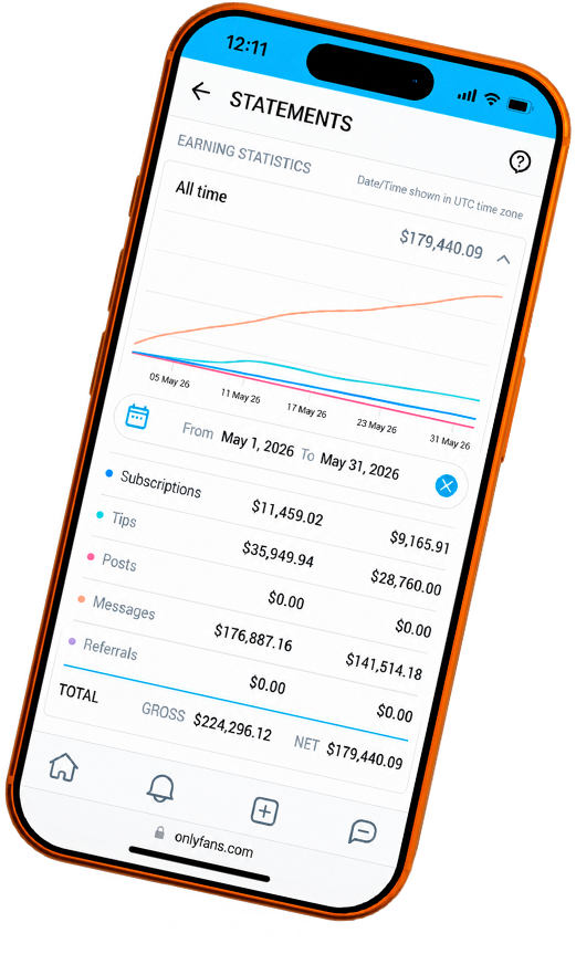 Angelina's OnlyFans earnings displayed on a smartphone